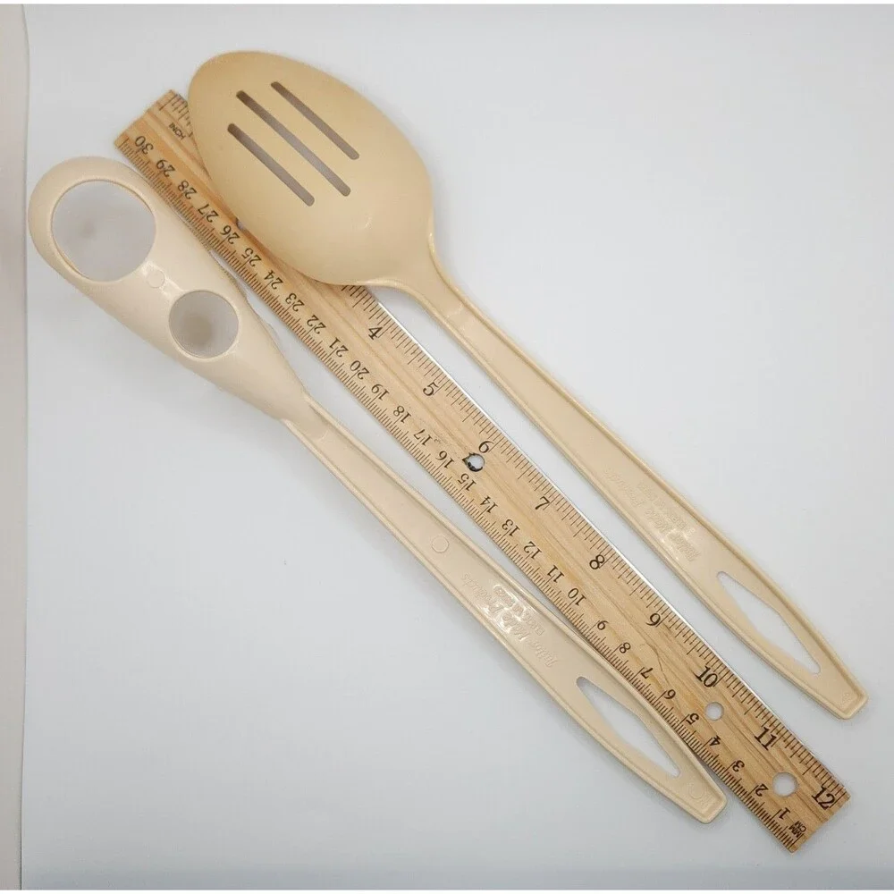 Vtg Tailor Made Almond Nylon Utensils Lot Pasta Server Slotted Spoon Elroy WI